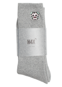 Wooshi Grey Embroidered Socks - H4X