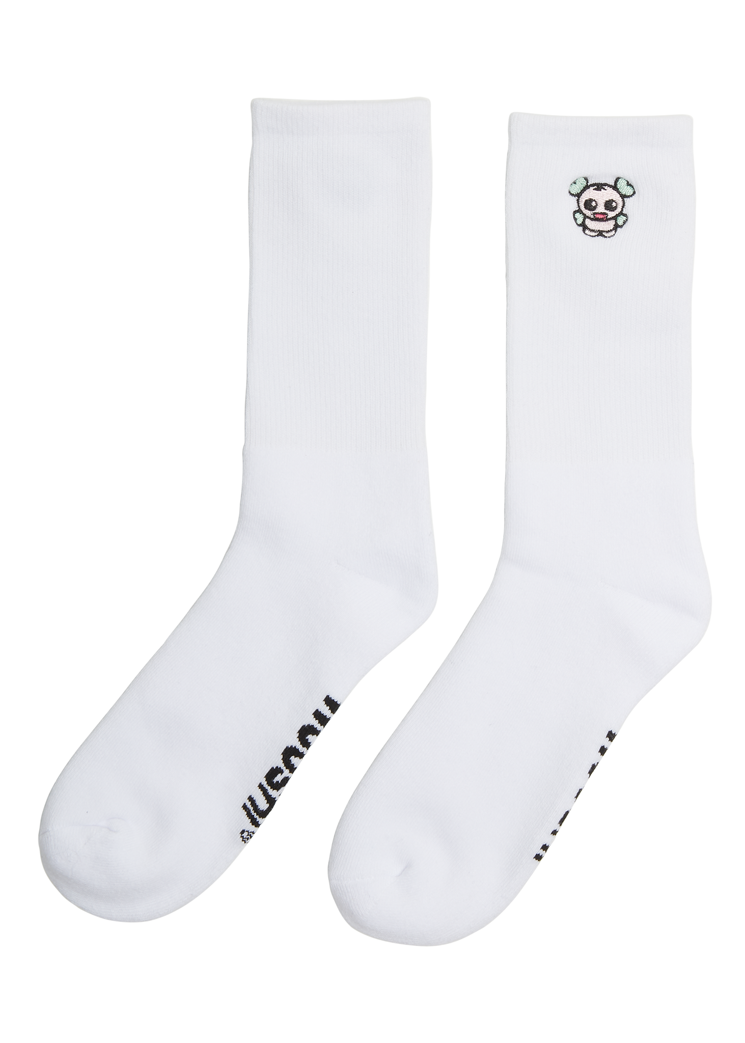 Wooshi White Embroidered Socks - H4X