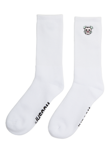 Wooshi White Embroidered Socks - H4X