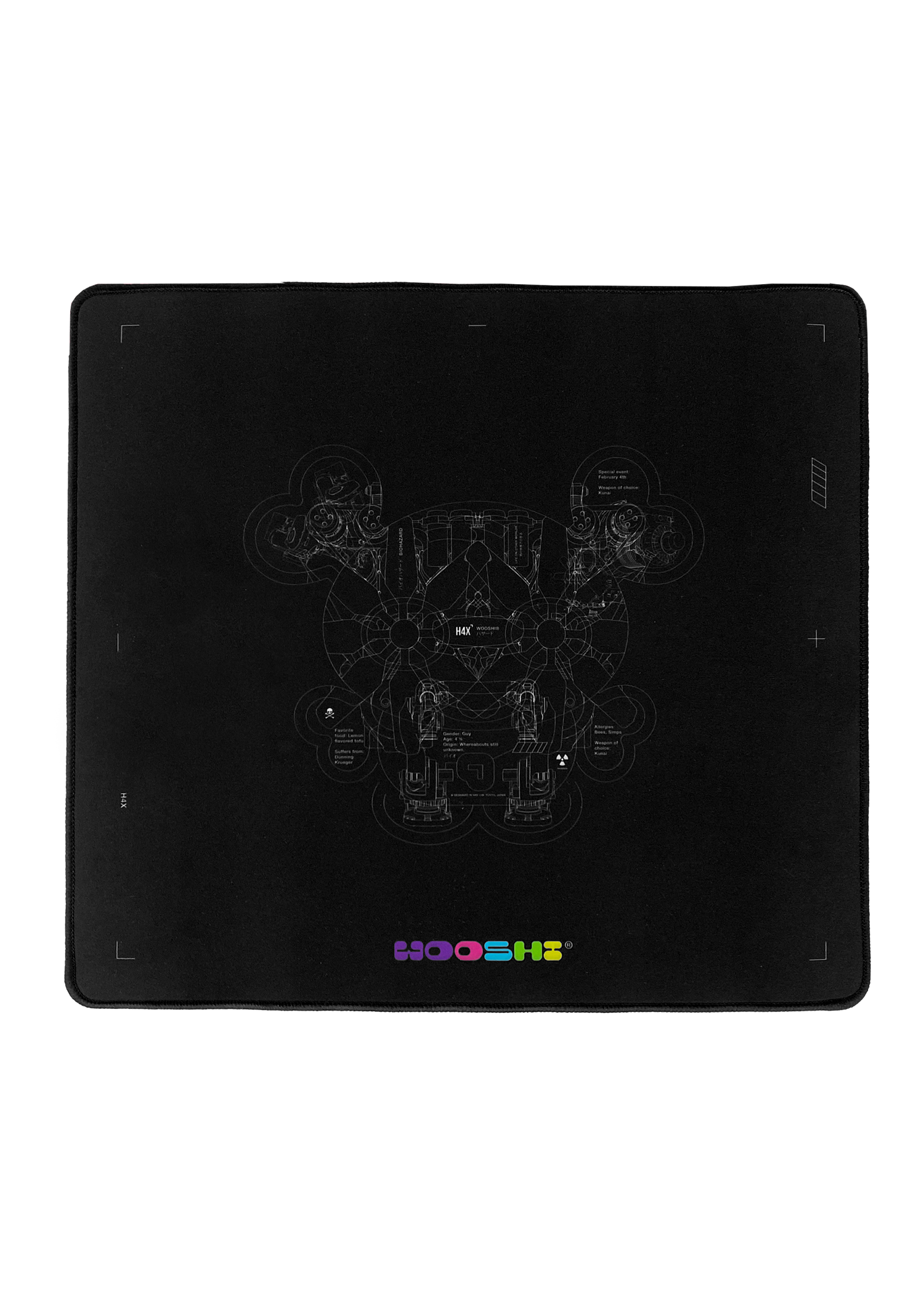 Wooshi Black Printed Mousepad - H4X